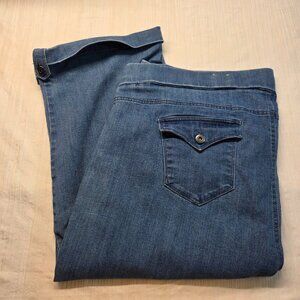 Avenue Denim Size 24 Medium Wash Denim Blue Cuffed Jean Pullon Capri Pants